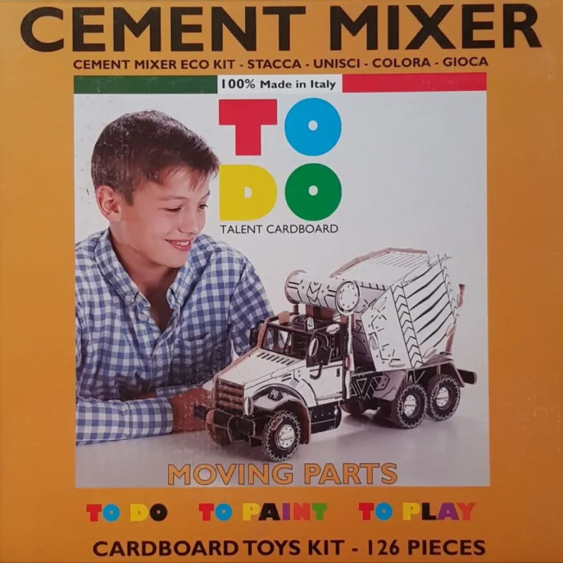 Végkiárusítás Betonkeverő - Cement mixer, 126 darabos - Kifestő karton makett, modell építő- és kreatív szett