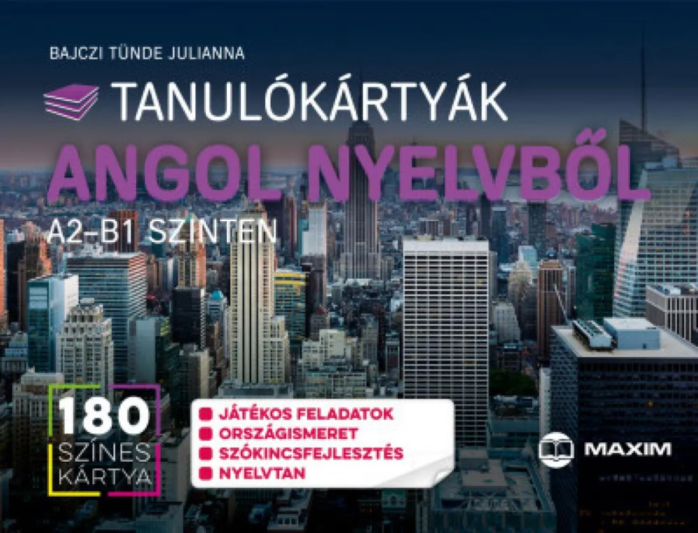 Olcsó Tanulókártyák angol nyelvből A2-B1 szinten haladóknak - 180 db színes kártya + megoldófüzet és játéktábla