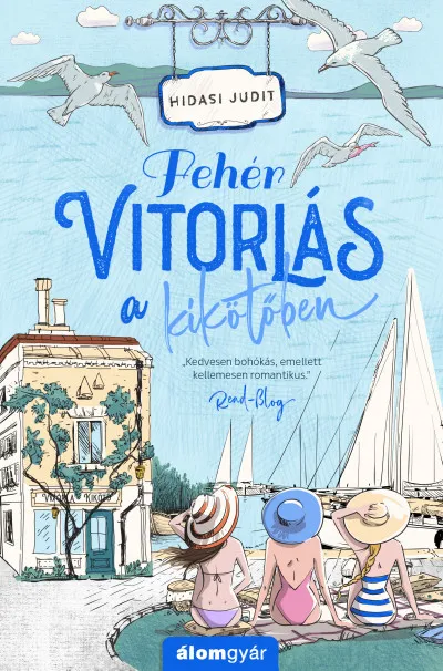 Fehér vitorlás a kikötőben Vedd meg most