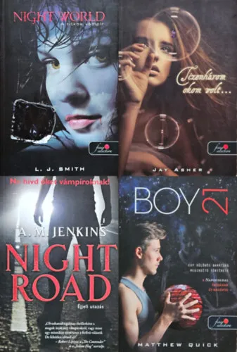 Outlet 4 db Vörös pöttyös könyv: Tizenhárom okom volt... + Boy 21 + Night World - A titkos vámpír + Night road - Éjjeli utazás
