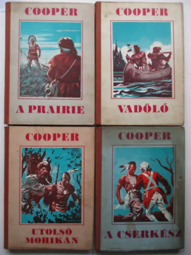Alacsony ár 4 db Cooper kötet (Vadölő, A prairie, Utolsó mohikán, A cserkész)