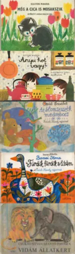 Csak ma 5 db retro leporelló: Vidám állatkert + Fürdik,fürdik a libám + Az álomszuszék medvebocs + Anyu hol vagy? + Még a cica is mosakszik