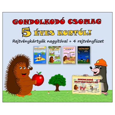 Kedvezményes ár Gondolkodó csomag 5 éves kortól! - Rejtvénykártyák nagyítóval + 4 rejtvényfüzet
