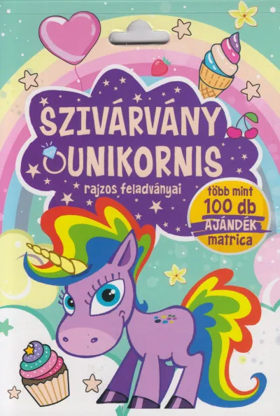 Szivárvány unikornis rajzos feladványai - Több mint 100 db ajándék matrica Kedvezmény
