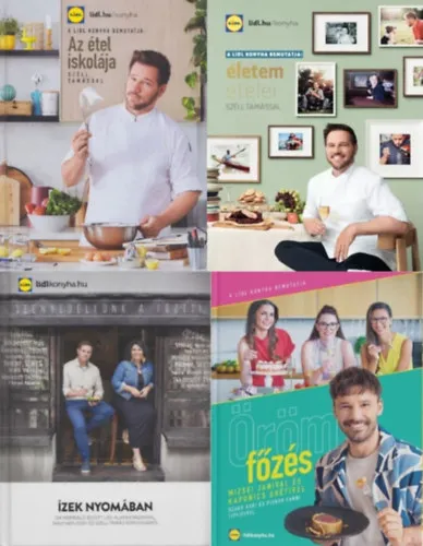 4 db Lidl Konyha szakácskönyv: Az étel iskolája + Örömfőzés + Ízek nyomában + Életem ételei Vedd meg most