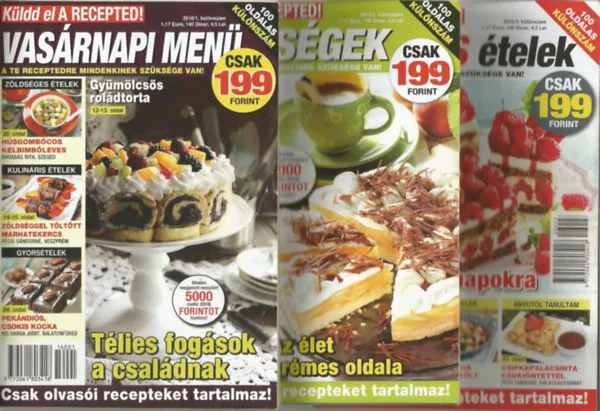 3 db Küldd el A RECEPTED! 100 oldalas különszám füzet, 2016. 1-3. Prémium