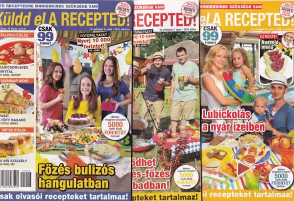 Alacsony ár 5 db Küldd el a recepted 2015/3, 7, 8, 10, 11, 12. számok.