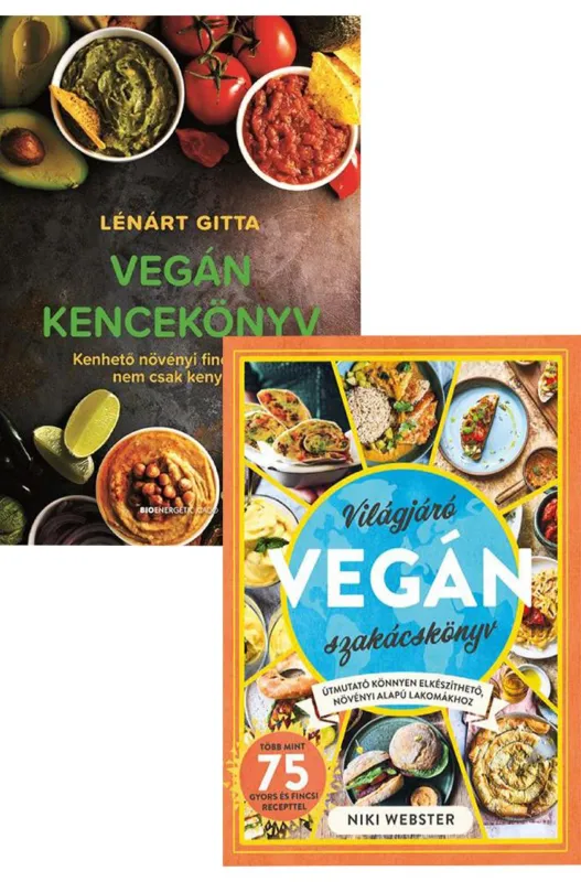 Világjáró vegán szakácskönyv + Vegán kencekönyv Biztonságos fizetés