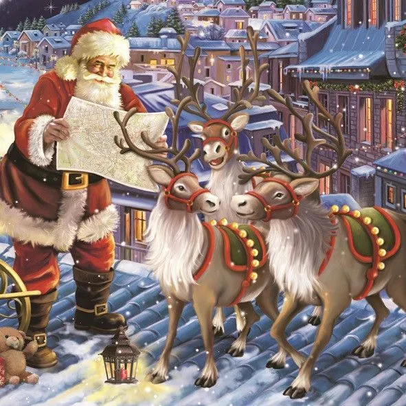 Karácsony Reindeers on Roof szalvéta 20 db-os 33x33 cm Olcsó
