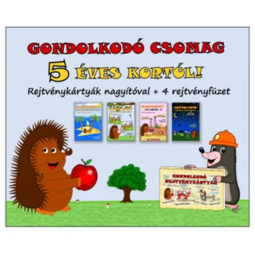 Gondolkodó csomag 5 éves kortól! - Rejtvénykártyák nagyítóval + 4 rejtvényfüzet Biztonságos fizetés