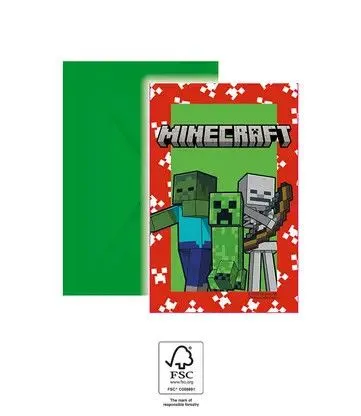 Minecraft Green party meghívó 6 db-os FSC Végkiárusítás