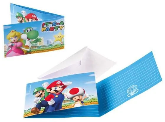 Vedd meg online Super Mario Mushroom World Party meghívó 8 db-os