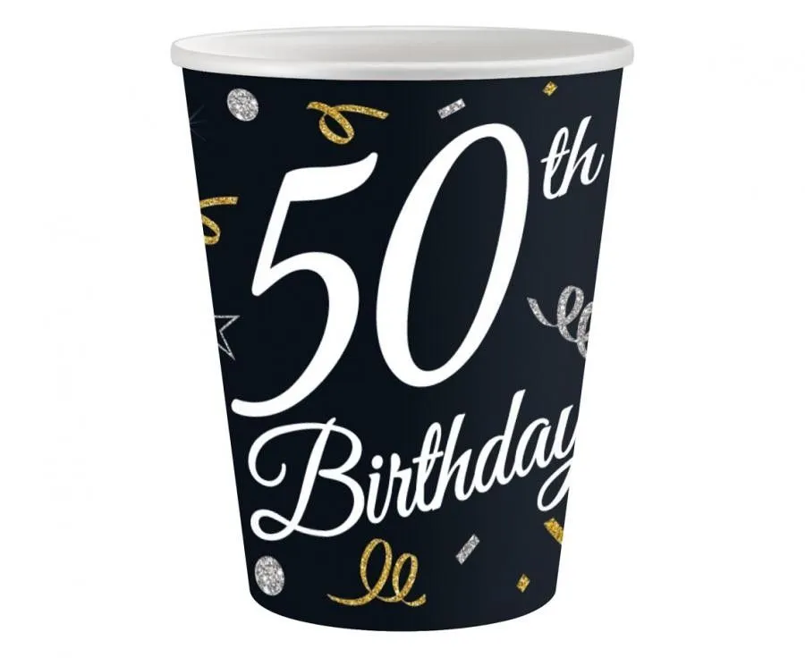 Happy Birthday 50 B&C papír pohár 6 db-os 200 ml Különleges ajánlat