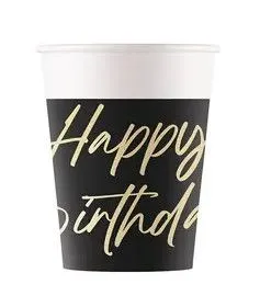 Kedvezmény Happy Birthday Elegant papír pohár 8 db-os 200 ml FSC