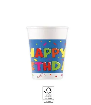 Expressz szállítás Happy Birthday Kokliko papír pohár 8 db-os 200 ml FSC
