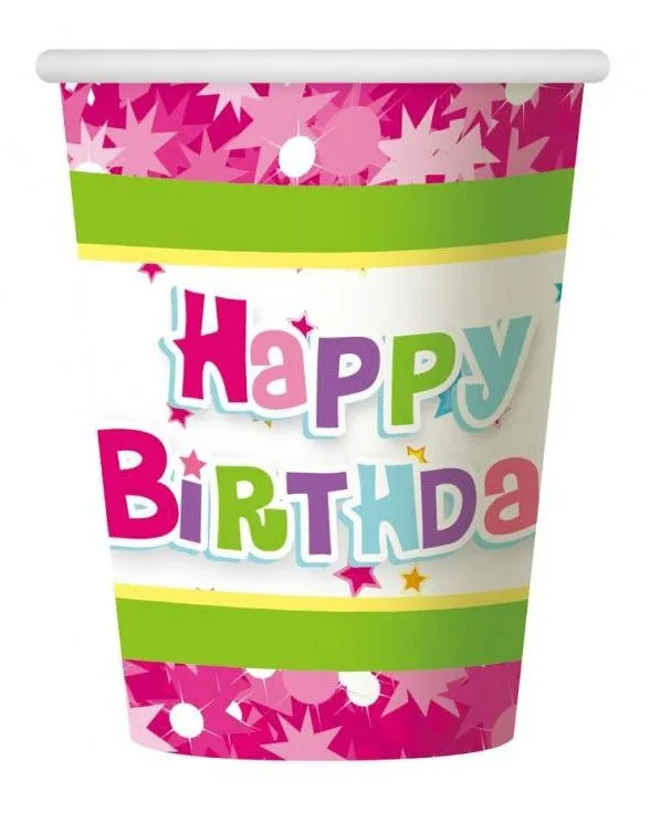 Happy Birthday Pink papír pohár 6 db-os 270 ml Olcsó
