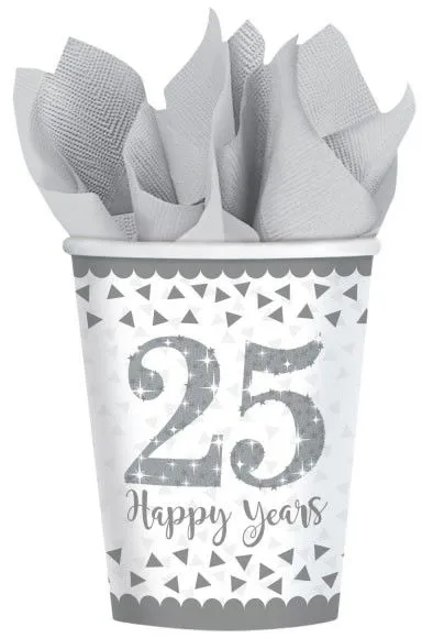 Kedvezményes ár Házassági évforduló 25. Silver papír pohár 8 db-os 266 ml