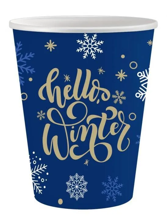 Karácsonyi Hello Winter papír pohár 6 db-os 250 ml Gyors kiszállítás