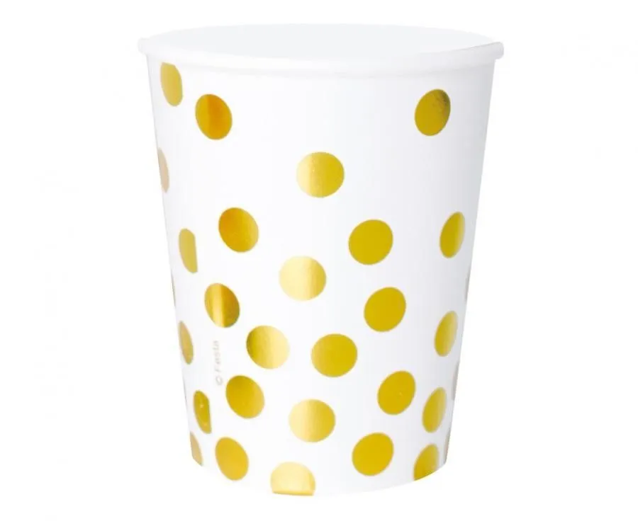 Rendeld meg most Pöttyös Gold Dots White papír pohár 6 db-os 270 ml