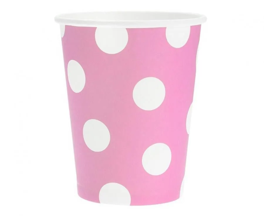 Szuper ajánlat Rózsaszín Pink Polka Dots papír pohár 6 db-os 270 ml