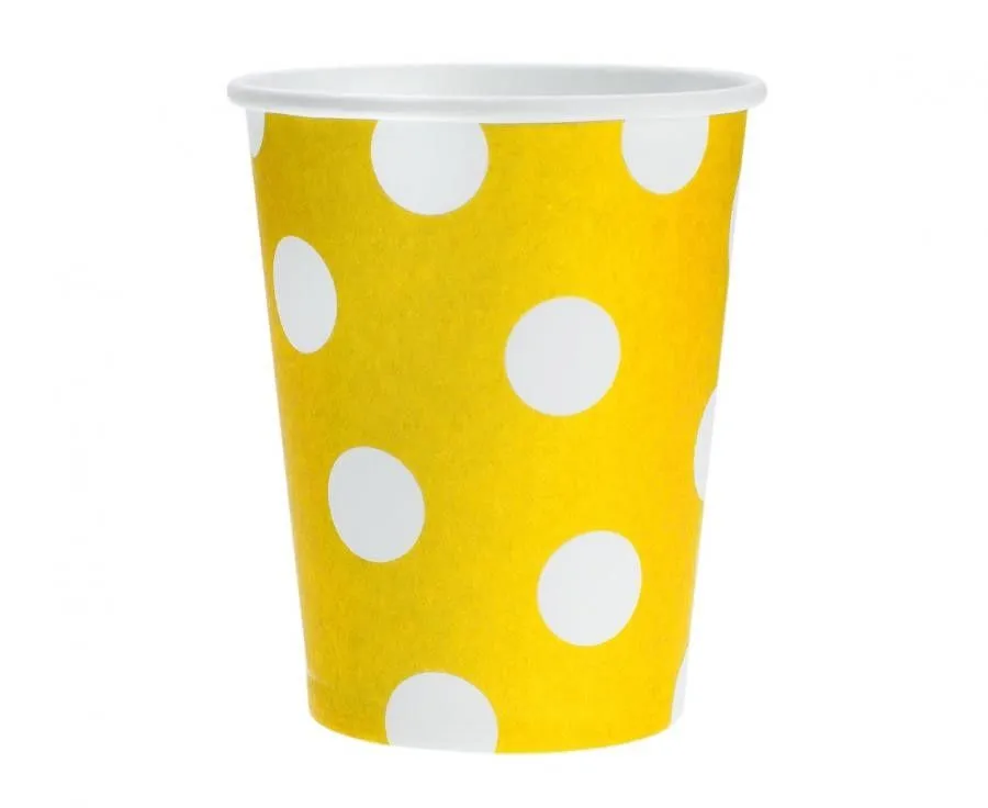 Sárga Yellow Polka Dots papír pohár 6 db-os 270 ml Biztonságos fizetés