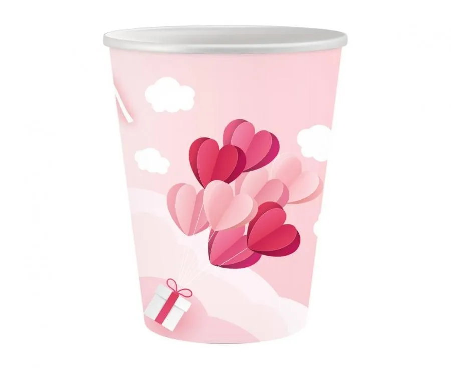 Kihagyhatatlan ajánlat Szerelem Love Is In The Air Pink papír pohár 6 db-os 250 ml