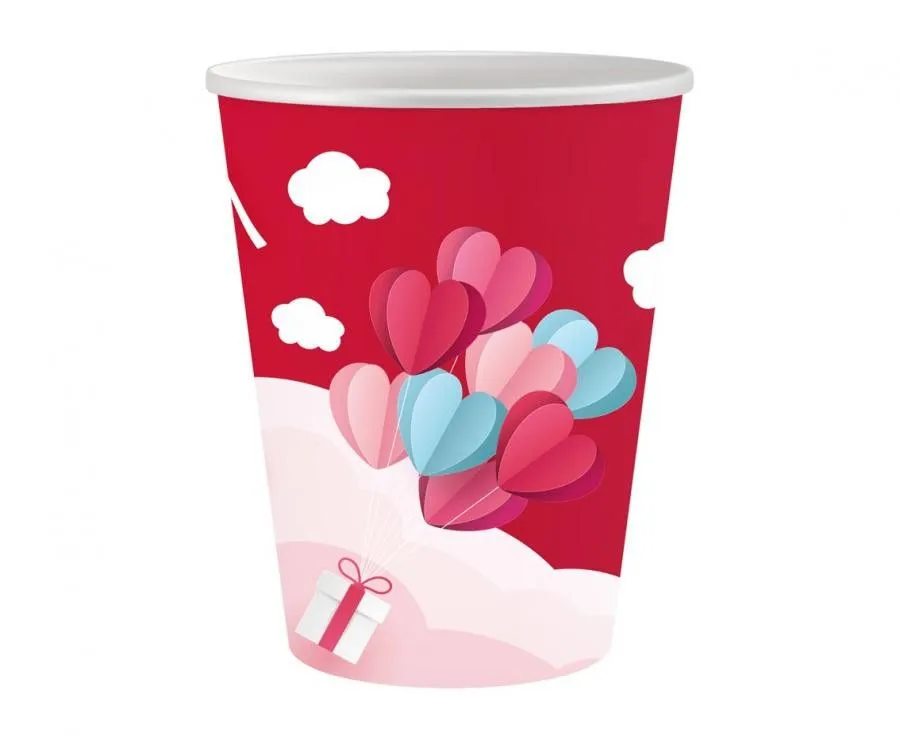 Legjobb ár Szerelem Love Is In The Air Red papír pohár 6 db-os 250 ml