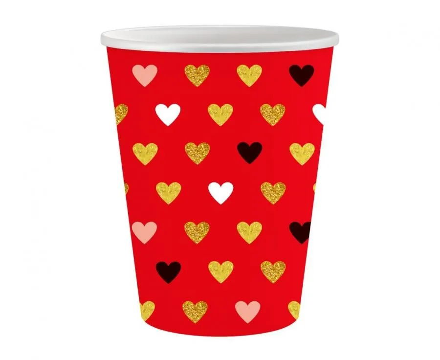 Szerelem XOXO Red papír pohár 6 db-os 250 ml Végkiárusítás