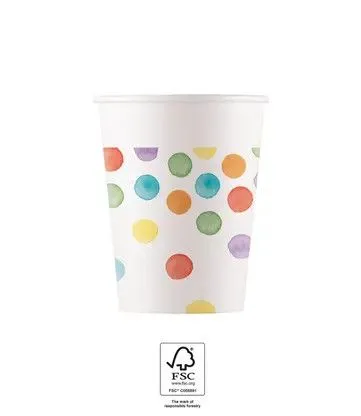 Népszerű Színes Dots papír pohár 8 db-os 200 ml FSC