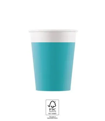 Népszerű Unicolour Tirquoise, Kék papír pohár 8 db-os 200 ml FSC