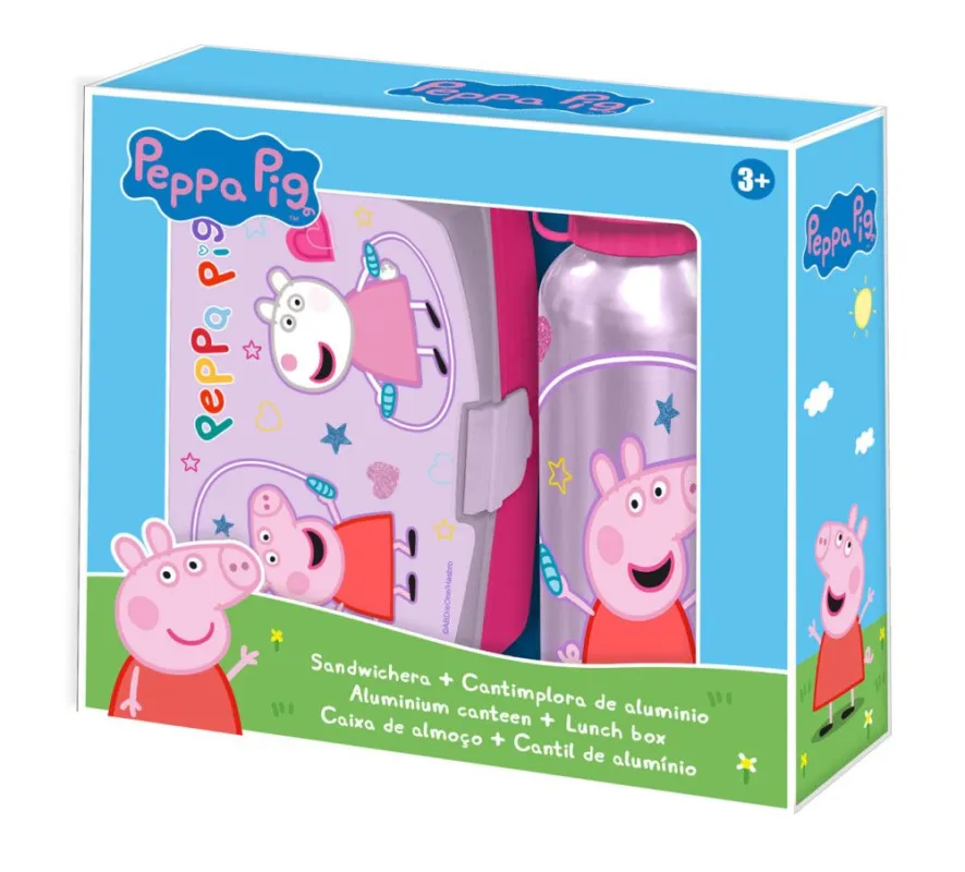 Peppa malac Jump Rope szendvicsdoboz + alumínium kulacs szett Kedvezmény