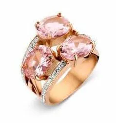 Prémium Victoria Rose gold színű fehér, rózsaszín köves gyűrű