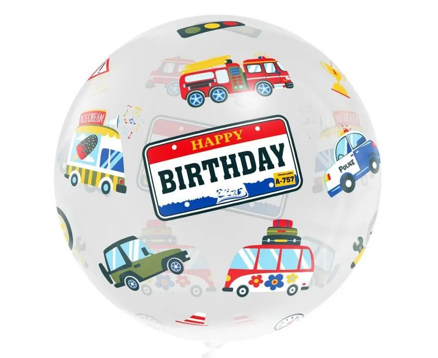 Happy Birthday Vehicles, Jármű gömb fólia lufi 46 cm Szezonális akció