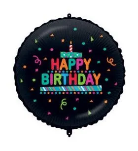 Kihagyhatatlan ajánlat Happy Birthday Black Confetti fólia lufi 46 cm