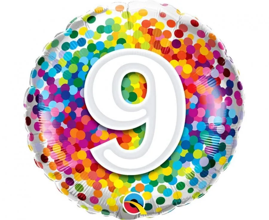 Színes 9-es Rainbow Confetti szám fólia lufi 46 cm Biztonságos fizetés