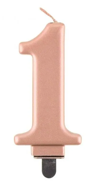 Gyors szállítás Rose Gold 1-es Metallic számgyertya, tortagyertya