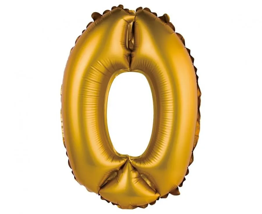 Gold Matt, Arany 0-ás mini szám fólia lufi 35 cm Prémium
