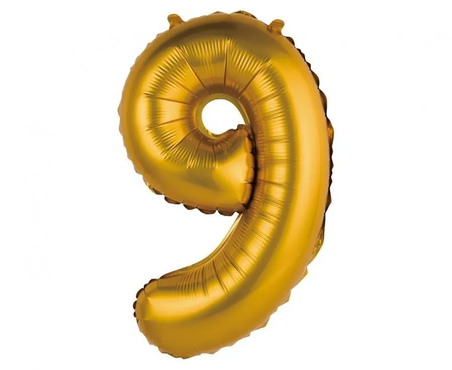Nézd meg most Gold Matt, Arany 9-es mini szám fólia lufi 35 cm