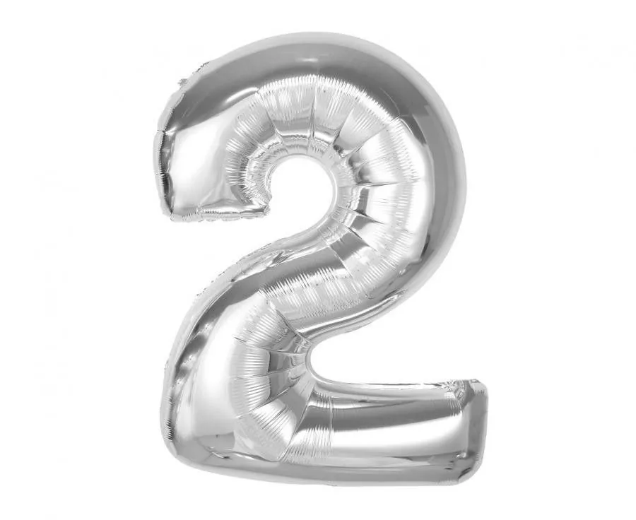 Vedd meg online Ezüst 2-es Silver szám fólia lufi 92 cm