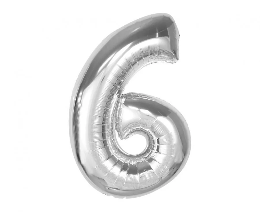 Ezüst 6-os Silver szám fólia lufi 92 cm Árcsökkenés