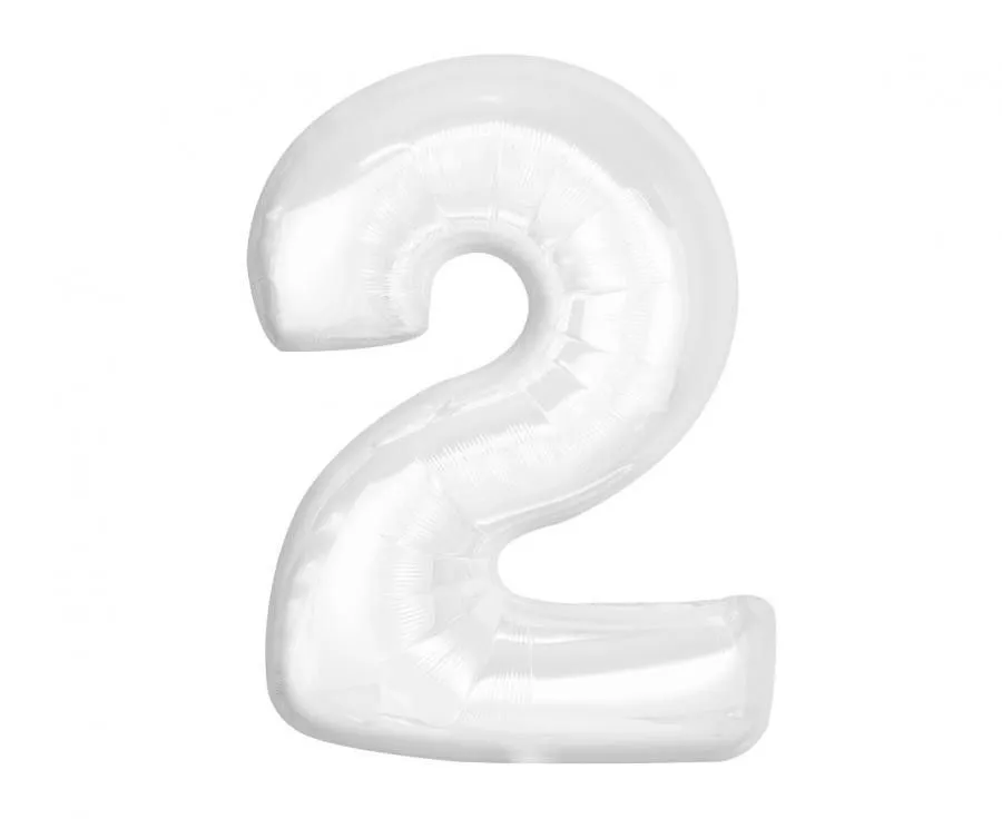 Fehér B&C White 2-es szám fólia lufi 92 cm Alacsony ár