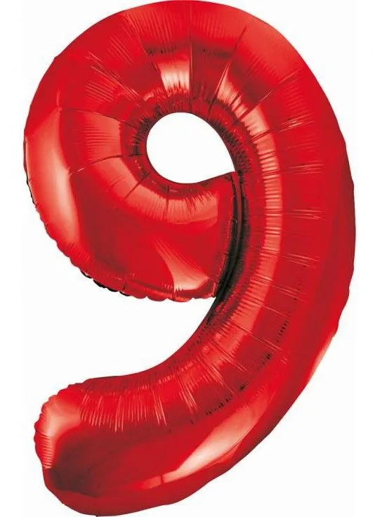 Piros 9-es Red szám fólia lufi 85 cm Rendeld meg most