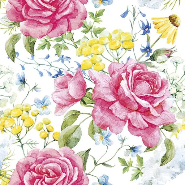 Rózsa Field Flowers szalvéta 20 db-os 33x33 cm Biztonságos vásárlás