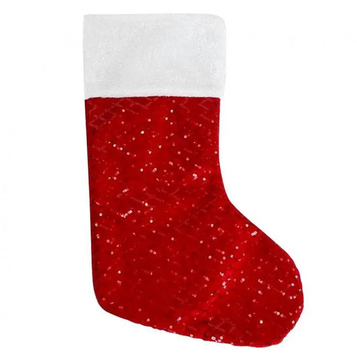 Karácsonyi Santa kandalló zokni, csizma flitterekkel 44 cm Olcsóbb