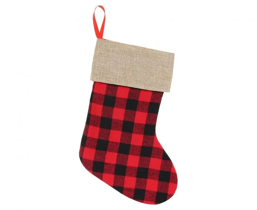 Nézd meg most Kockás Chequered karácsonyi kandalló zokni, csizma 40,5 cm
