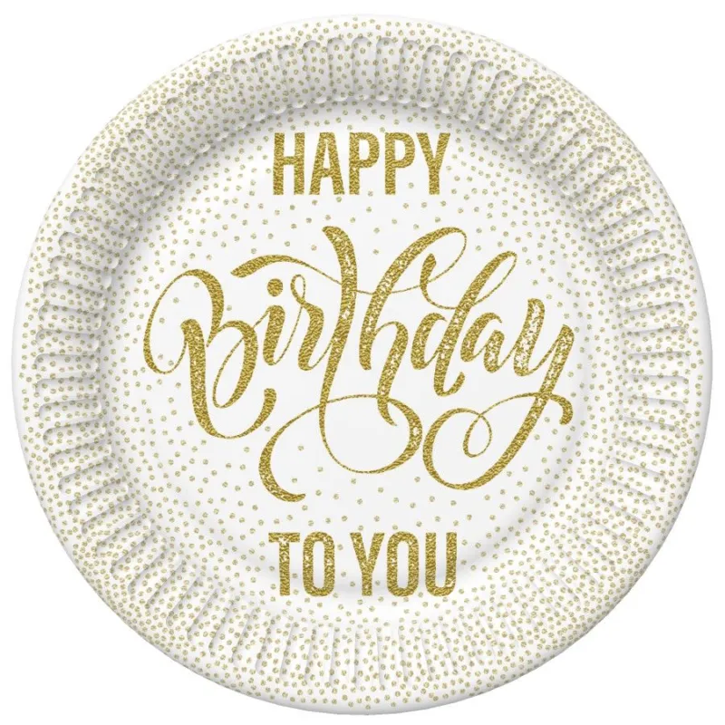 Happy Birthday Dotted Gold papírtányér 8 db-os 18 cm Utolsó esély