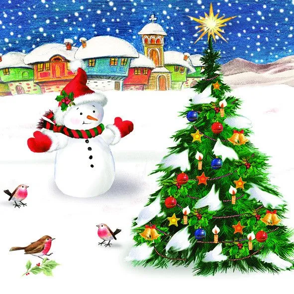 Karácsony Snowman & Tree szalvéta 20 db-os 33x33 cm Csak ma