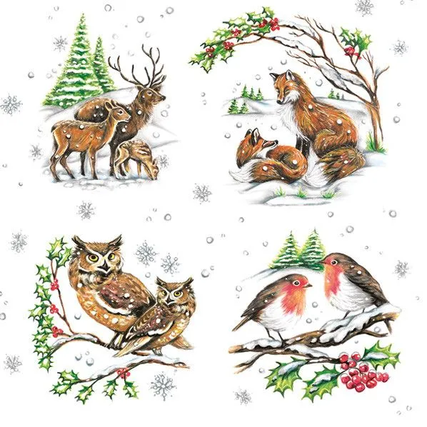 Szezonális akció Karácsony Winter Animals szalvéta 20 db-os 33x33 cm